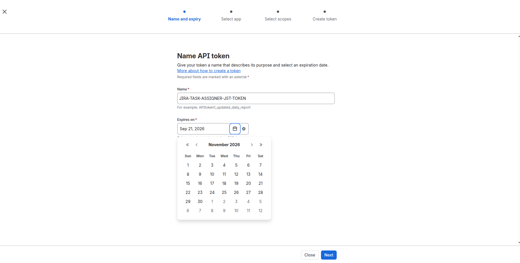 Naming the new API token